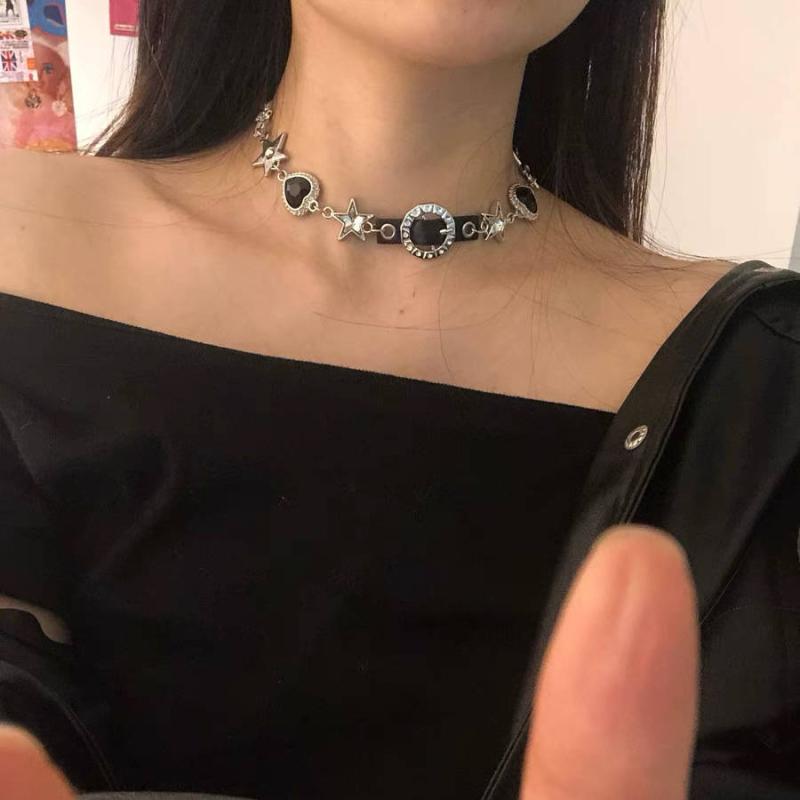 Vintage Stern Herz Halskette Für Frauen Mode Strass Choker Halskette Y2K Schlüsselbein Kette Accessoires Geschenk