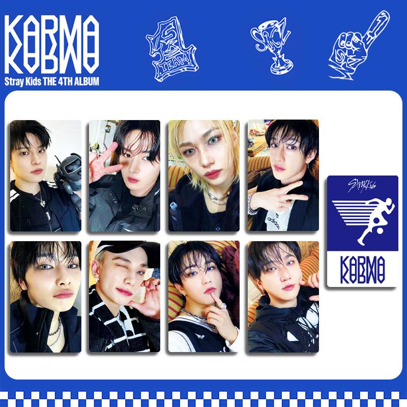 Stray Kids KARMA 4-й альбом 3 шт./4 шт./8 шт. Набор фотокарточек, K-pop идол Ломо-карточки Коллекционные открытки Фан-товары Мерч Подарок для STAY 3 black