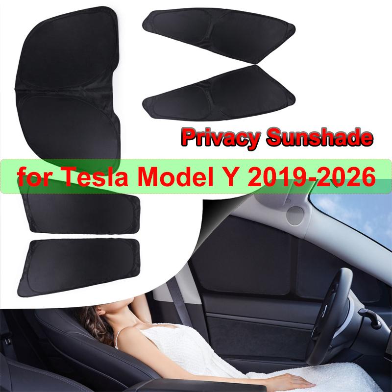 AABLU1 Car Sunshade for Tesla Model Y Juniper 2026 2025 2024 Sun Shade Cover Privacy Rear Window Shades Windowshield Protect Cover Set