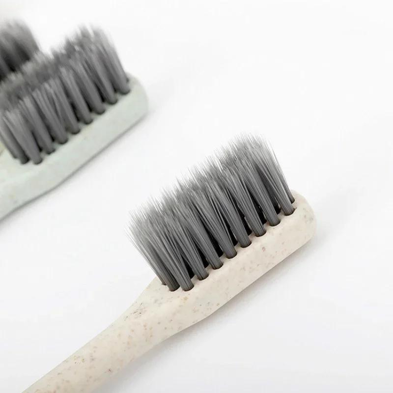 Toothbrush Adult Super Fine Soft 10 Pieces / Set of Wheat Straw Bamboo Charcoal  Hair Small Head Toothbrush 10 Family Wear