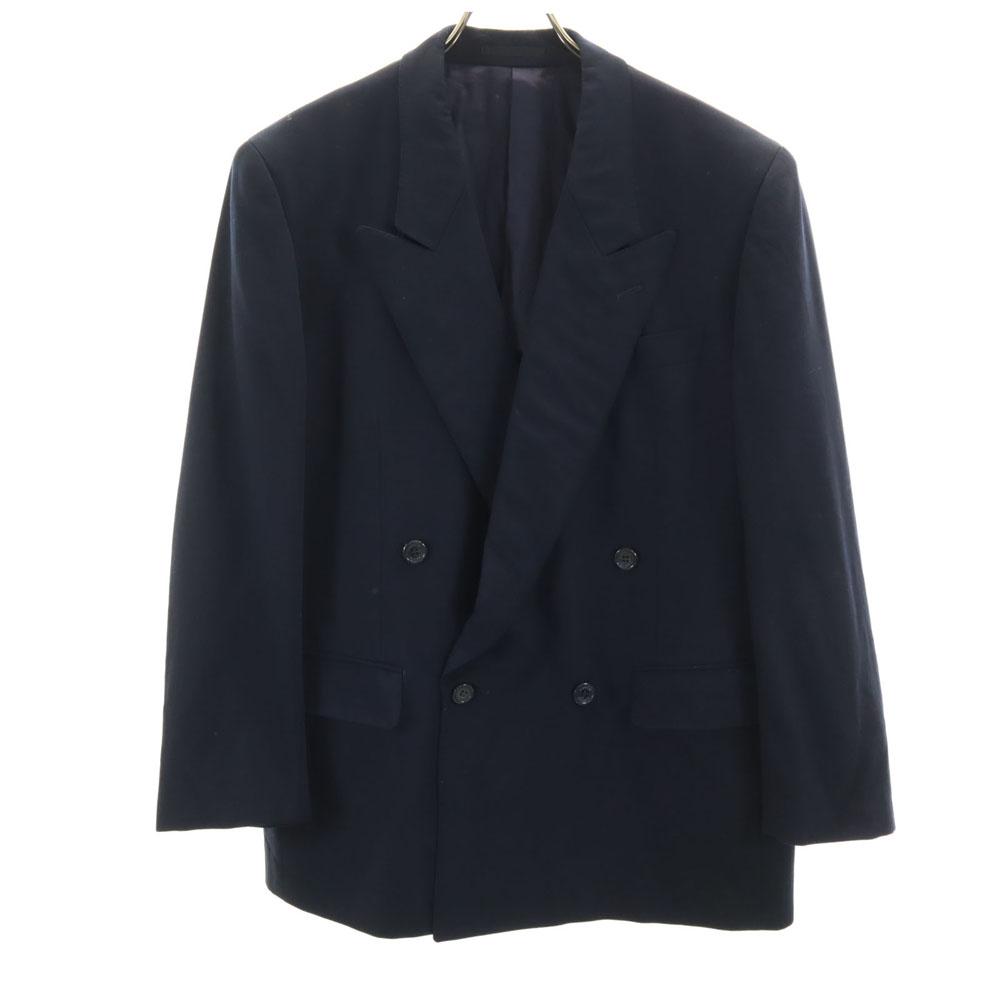 

LANVIN 80s 90s Old double tailored jacket 48-45 Navy blazer Men s Used