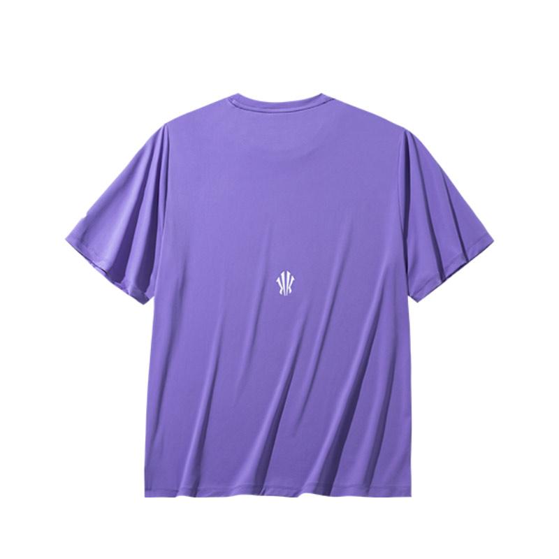 Anta Kyrie Irving Series Letter Round Neck Breathable Versatile Short Sleeve T-Shirt Unisex Tops Jasmine-Purple 172431111-3