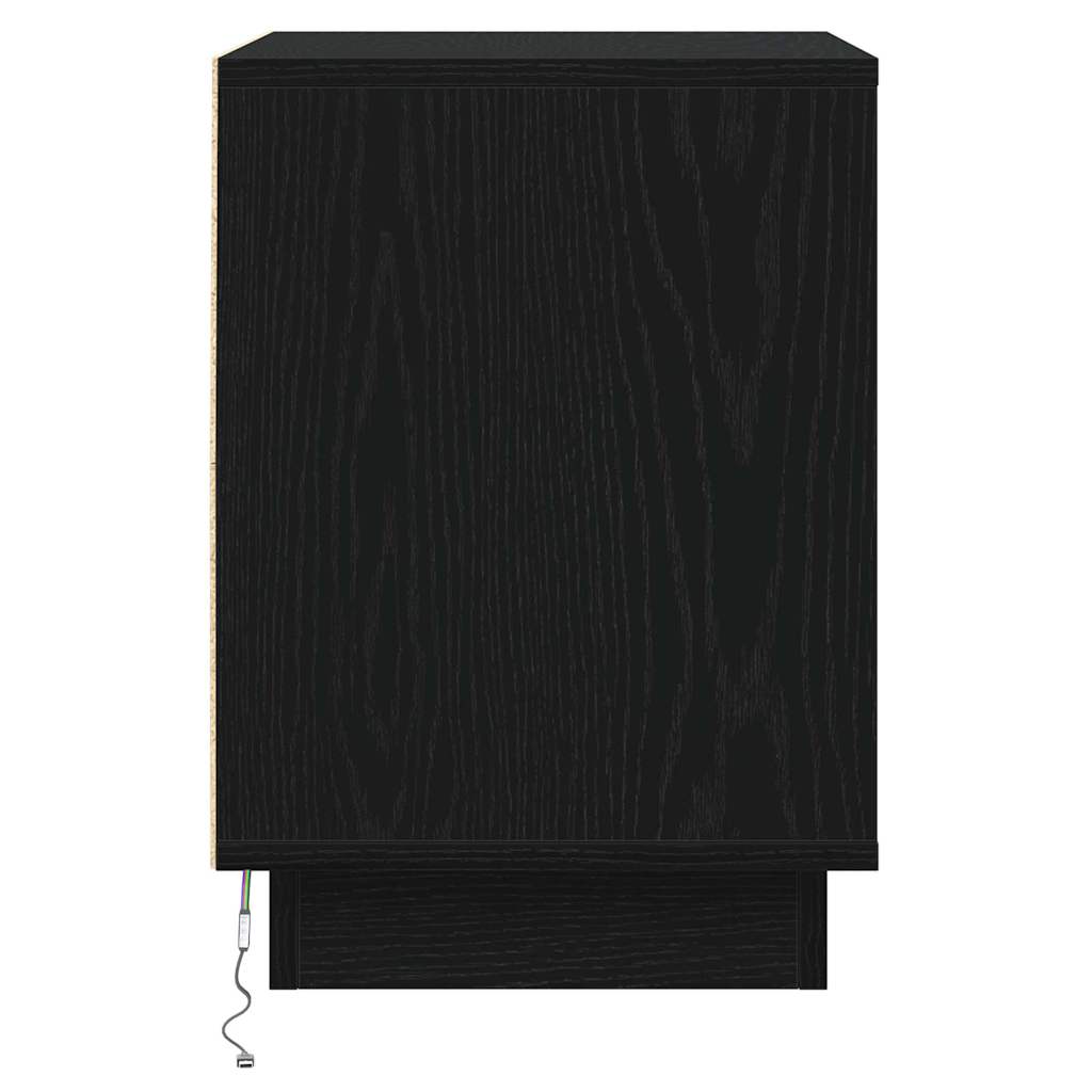 Nightstand Black Oak Look 39 x 34.5 x 50 cm Engineered Wood