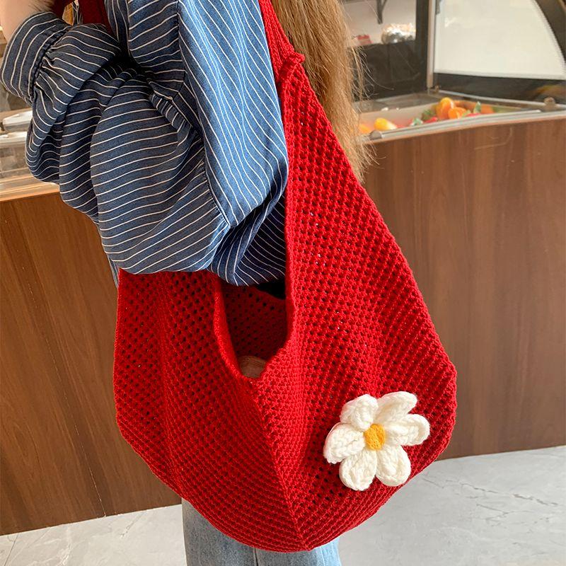 

Large Capacity Woven Bag Women s Summer 2025 New Arrival Red Hollow Seaside Holiday Shoulder Bag Commuter Tote Red