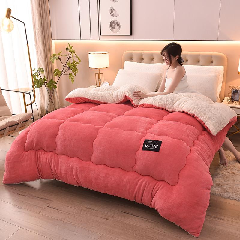 Thiened Lamb Velvet Blanket Double-Sided Coral Velvet Warm Winter Quilt Duvet Core Cotton Cover for Autumn And Winter