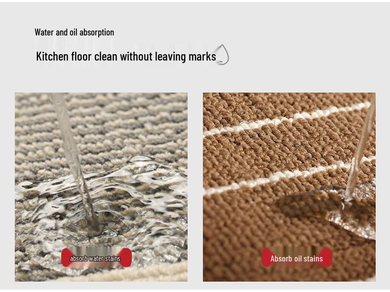 L-Shaped Nordic Kitchen Rug - Absorbent, Non-Slip, Wear-Resistant Polypropylene Mat