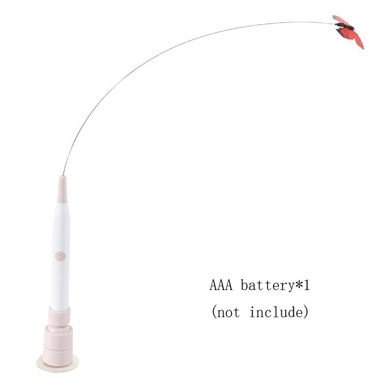 Interactive Switchable Butterfly Pattern Cat Teasing Stick With Removable Handle 360° Swivel Automatic Cat Teaser For Kittens