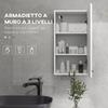 Wall-mounted MDF bathroom cabinet with 3 shelves and an adjustable top shelf. 37x22.5x70cm. White