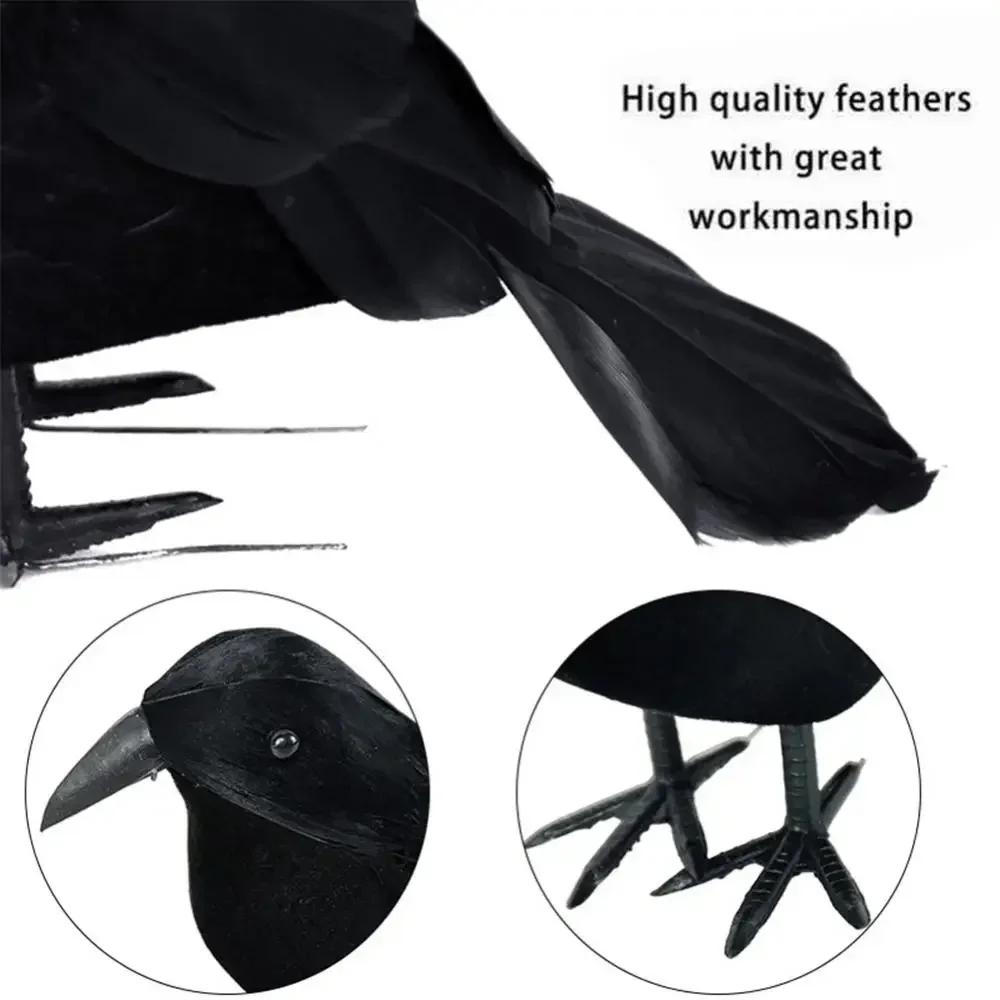 Small Simulation Fake Bird Realistic Halloween Black Crow Model Home Decoration Animal Creepy Toy