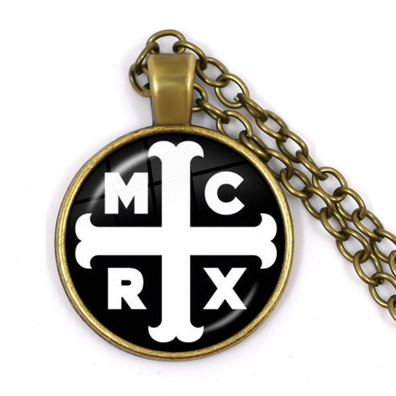 Punkové náhrdelníky Rocková kapela My Chemical Romance Kulatá skleněná kopule Kabošon Náhrdelník Módní Fanoušci Článkový řetěz Šperky
