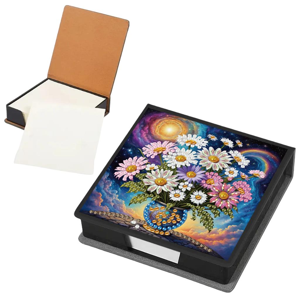 PU DIY Crystal Art Sticky Notes Holder with 160 Sheets Crystal Art Note Box for Home Office and School Supplies