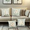 4 Pack Cushion Covers 45X45Cm Botanical Daisy Print With Ladybirds And Insects On Soft Sage Green For Living Room Decor