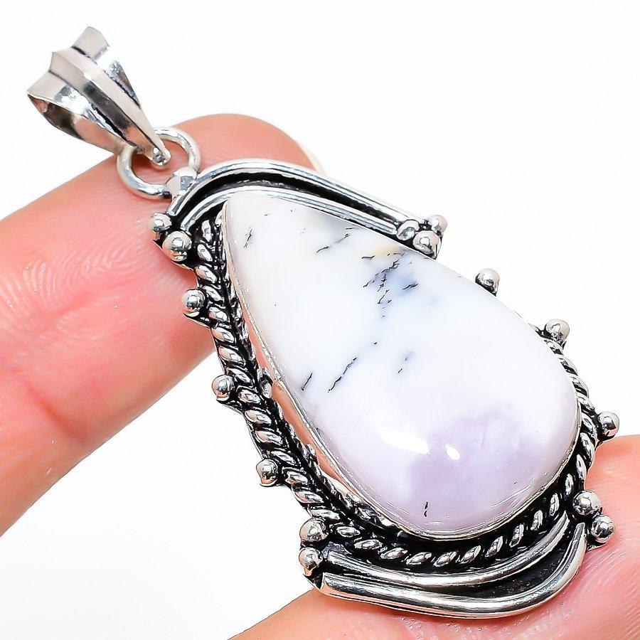 

Этническая ювелирная подвеска ручной работы с дендритом и опалом, 2,36 дюйма, VR-1806