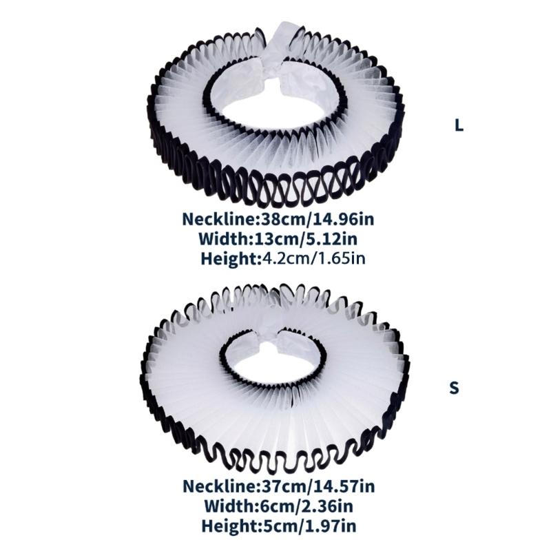 Handmade Ruffle Neck Collar Ruff Collar Adjustable Collar for Masquerades Parties Cosplay Event Costume Neckwear All Age