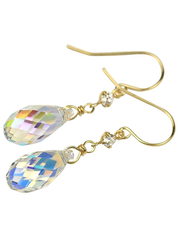 

Популярні сережки з гачком з кришталевого скла Aurora з 18-каратного золота 18k K18 жовте Kk25 [Чотирилисник], жіночі, сережки, золото, підвіски