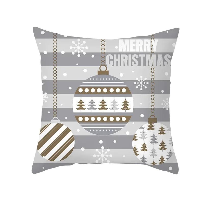 Merry Christmas Cute Cartoon Snowman Elk Print Pattern Cushion Cover Home Living Room Sofa Decoration Square Pillow