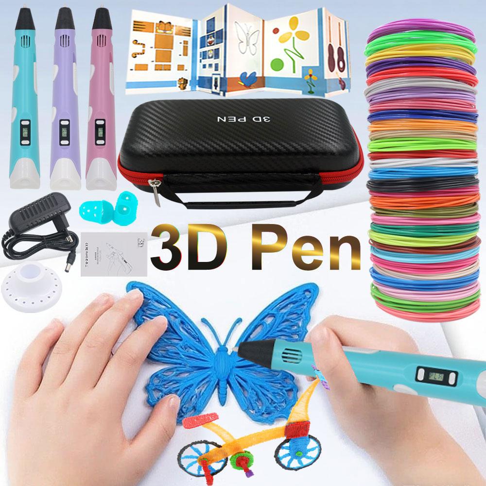 3D Printing Pen Set for Kids with LCD Display Power Adapter Storage Box and 200M PLA Filament Birthday Christmas Gift