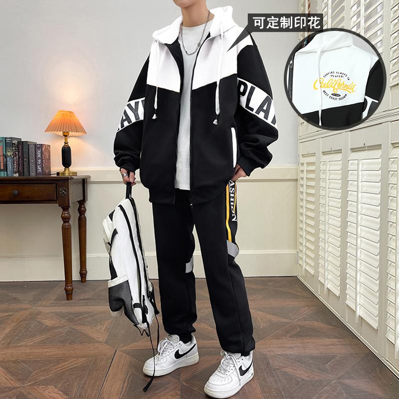 American Ins Set Men Can Add Patterns Teenage Handsome Jacket Trendy Casual Sports Two-piece