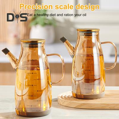 Ölspenderflasche aus Glas mit tropffreiem Ausguss, 600/800/1000 ml, Öltopf mit großem Fassungsvermögen für Essig, Sojasauce, Küchengeräte in Lebensmittelqualität