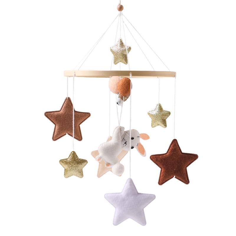 Air Balloon Baby Rattle Toys Wooden Mobile Musical Bed Bell Hanging Toy 0-12 Month Newborn Infant Crib Gift Holder Brackets