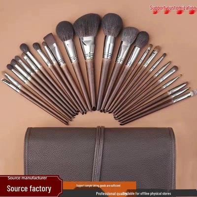 24-Piece Premium Animal Hair Makeup Brush Set - Soft Eyeshadow Brushes for Professional Makeup Artists