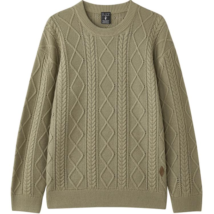 Skechers Comfortable Warm Loose Fit Round Neck Long Sleeve Sweater Men sweater Lead-Gray Brown L324M113-03X6 S