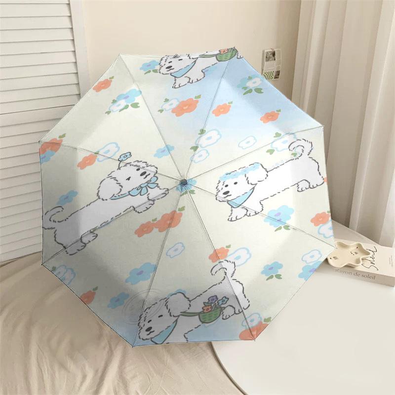 

1PC Dog Flowers Umbrella-8-Rib Reinforced, Automatic Open, Lightweight & Durable, Fashion Accessory for Outdoor-L0336