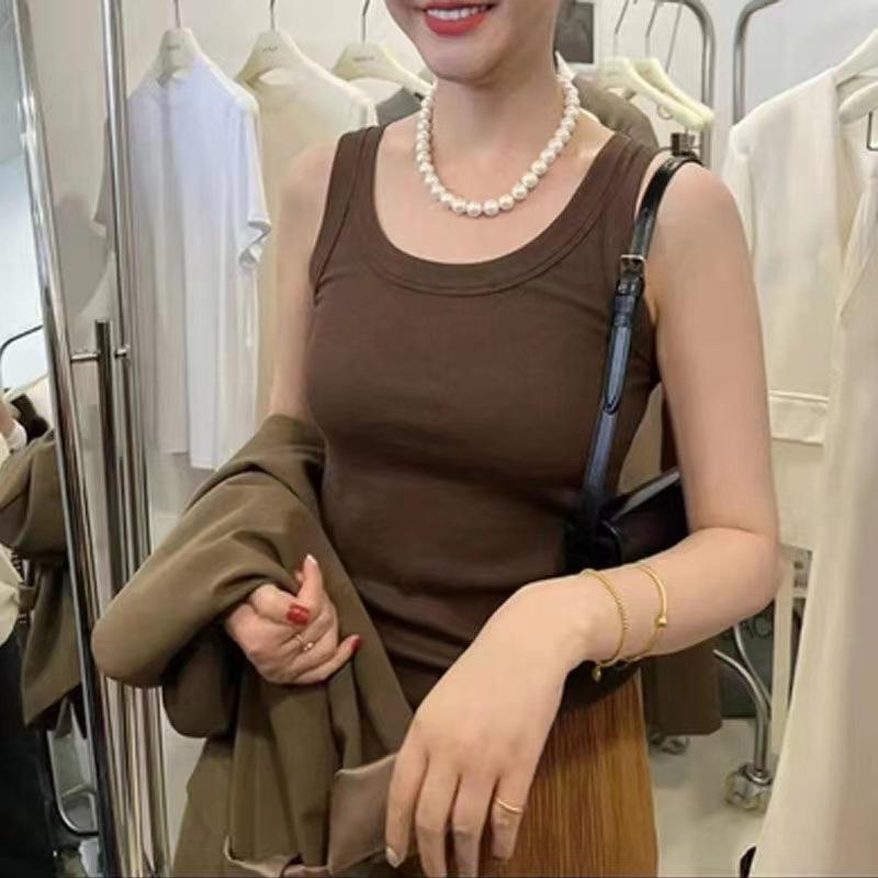 Women's Fashion Casual Summer Spring Solid Color Print Sleeveless U-Neck Blouses & Shirts