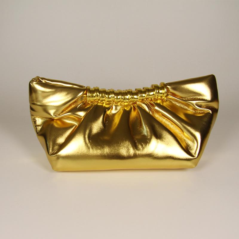 Leia Pleated Metal Dumpling Bag - Luxury Evening Shoulder Bag for Women
