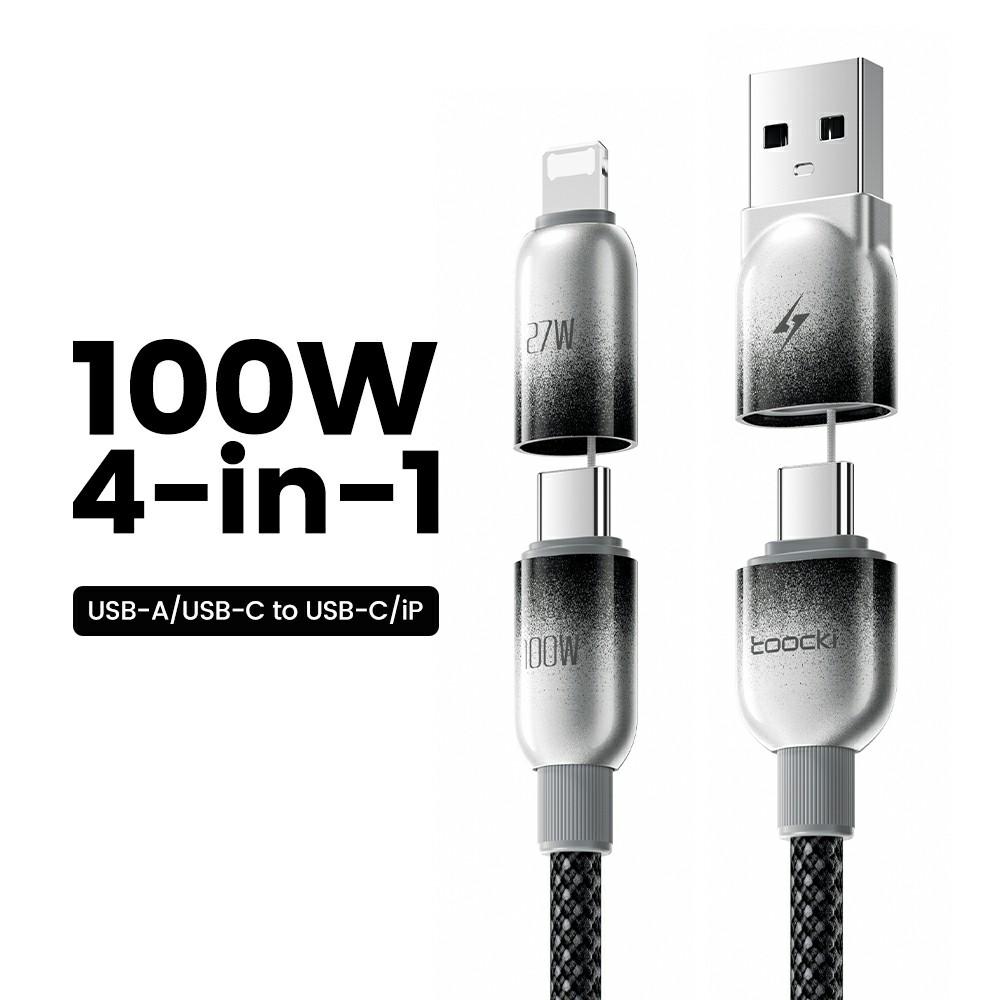 TOOCKI X118C2 1.2m USB-A / USB-C To USB-C / iP 480Mbps Data Cable PD 100W Fast Charging Cable with E-Marker Chip for Laptop Phone