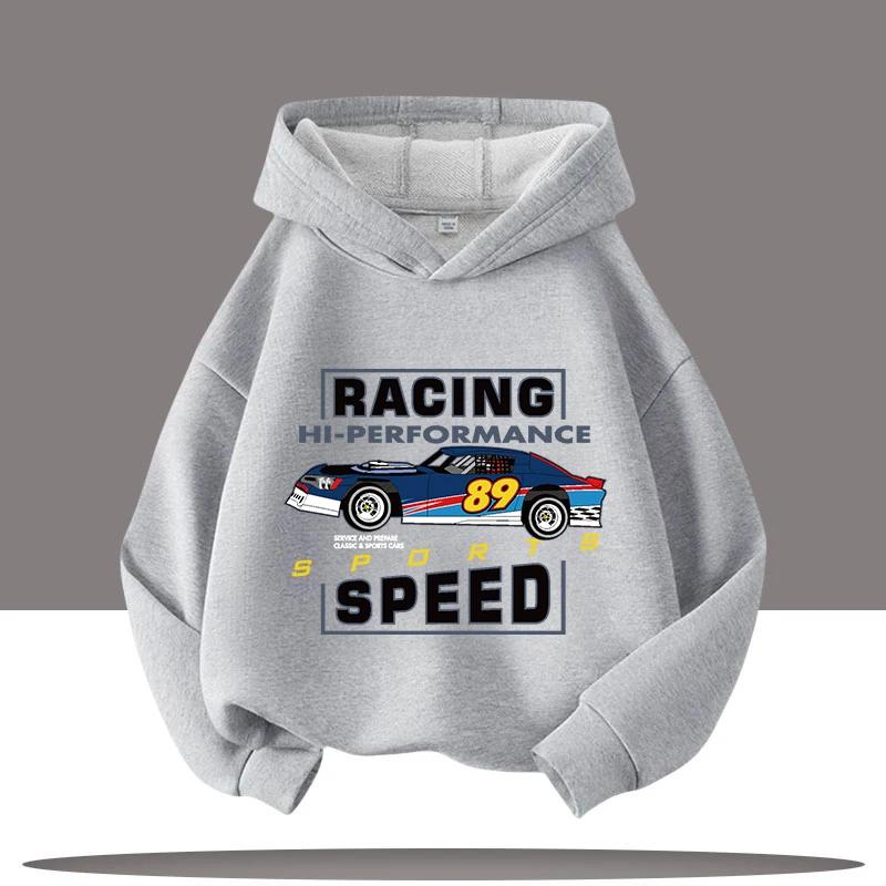 2025 New Vintage Car Children's Hooded Sweatshirt with Cartoon Print, Boys' Sportswear, Girls' Casual Top, Fall-winter Clothing