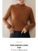 Women's Cable Knit Cashmere Sweater – Loose, Simple, Thickened, Half-High Neck for Autumn/Winter