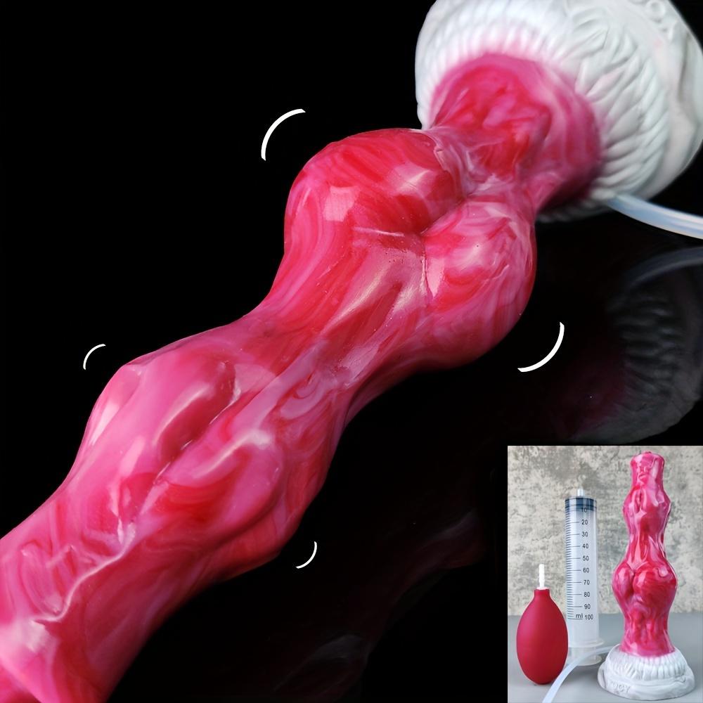 Fantasy Double Knot Silicone Dildo, Water-Spray Design with Injector & Air Pump, Soft Liquid Silicone, Strong Suction Cup,8.18 Inch Fantasy Collection