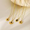 French Vintage Sunflower Natural Stone Pendant Necklace For Women Fashion Minimalist O-Link Chain Gold Collarbone Chain