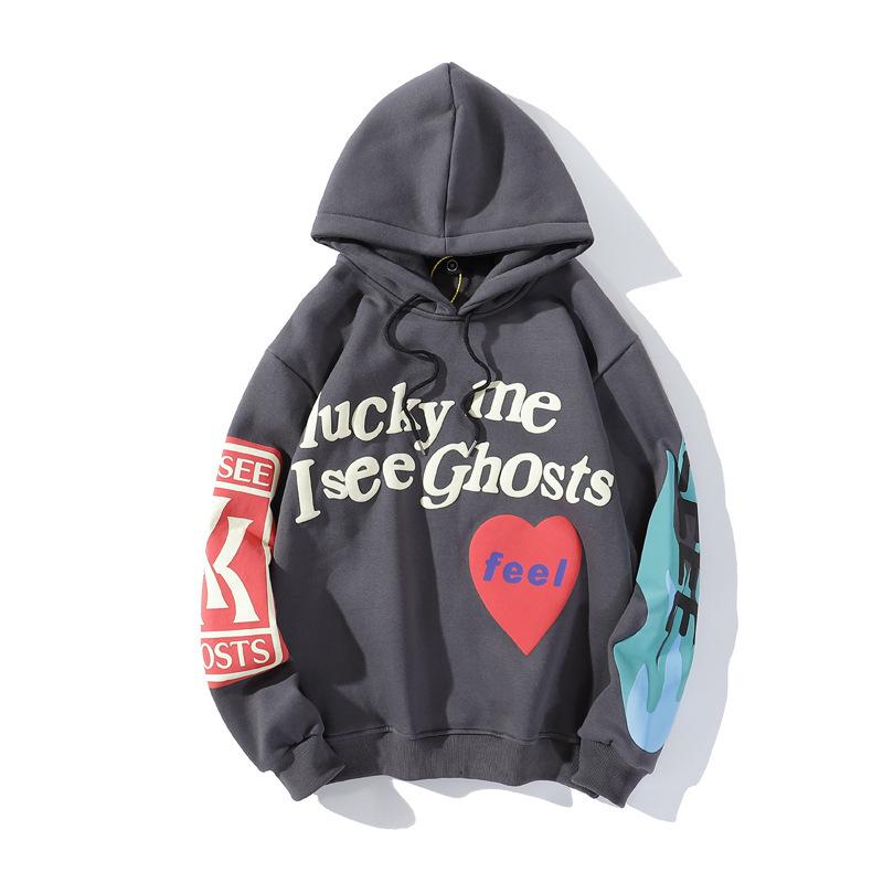 Kanye Unisex Heart Letter Graffiti Hoodie - Plush, Couple Style Sweatshirt