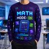 Long Sleeve T Shirt Men Math Mode On Gaming Style Calculator 3d Print Round Neck Tee Back To School Casual New Tops Kids Unisex