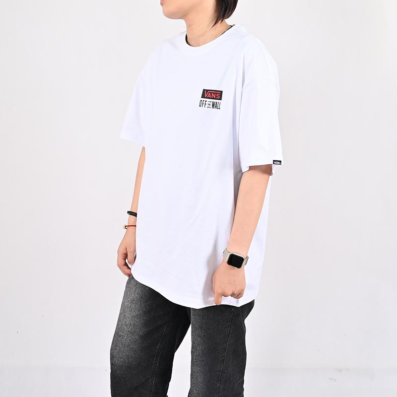 Vans Modny T-shirt z nadrukiem literowym, casualowy, z okrągłym dekoltem i krótkim rękawem, męskie topy VN000QH7WHT