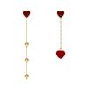 Delicate Asymetric Heart Love Modeling Pendant Ear Line for Women Long Tassel Heart Drop Earrings Fashion Party Jewelry Gifts