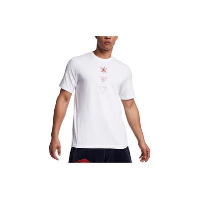Legacy AJ4 Logo Print Knit Round Neck Short Sleeve T-shirt Men Tops White BV5461-100