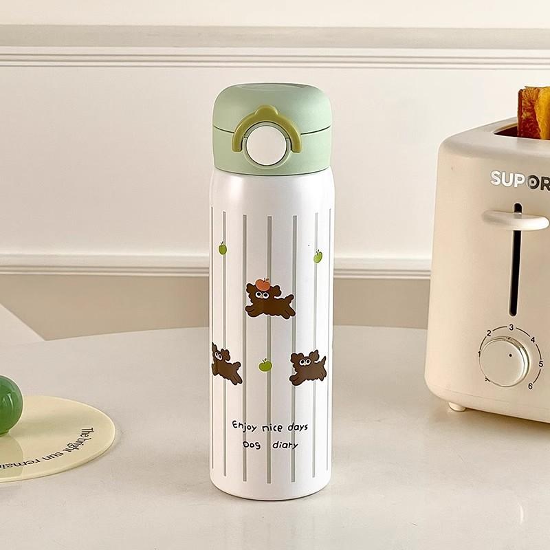 Steel Cute Puppy Adult Girls Good-Looking Compact Handy Insulated Water Cup for Direct Drinking Durable Durable