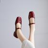 New Casual Patent Leather Single Shoes Square Head Flat Shoes Four Seasons Wear Women's Shoes Black Low Heel Large Size Shoes Square Heel Leather 