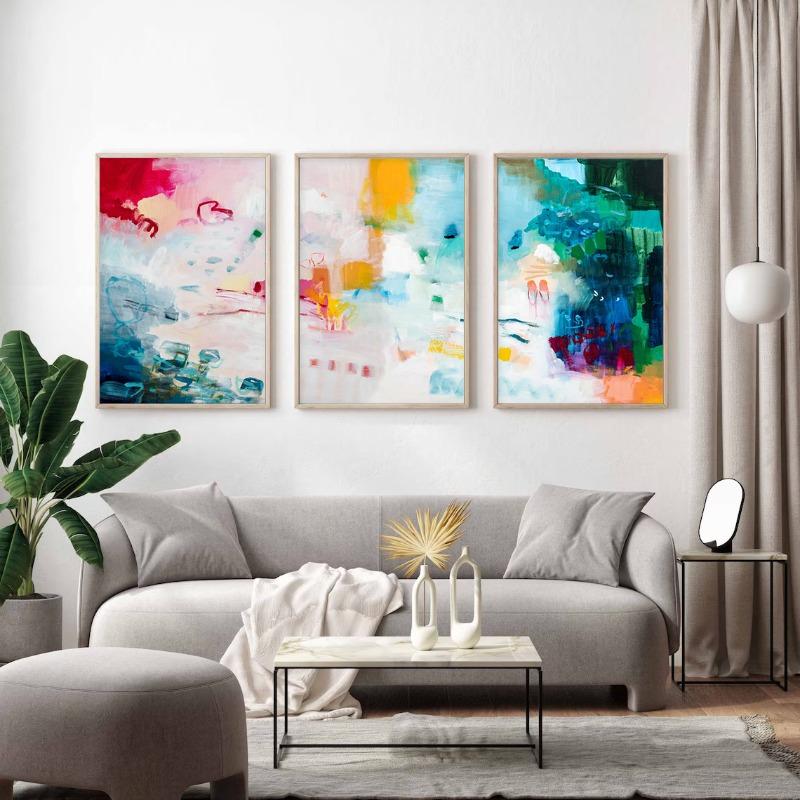 Colorful Abstract Modern Green Orange Red Posters and Prints Canvas Paintings Wall Art Pictures for Living Room Home Decoration