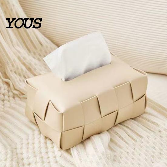 Artificial Leather Tissue Box Checkered Box, with Flip-Open Top, PU Holder, Stain-proof Holder Stain-Proof Facial Dispenser, for Bathroom Car