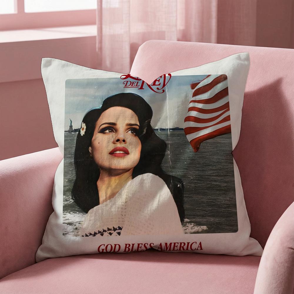 Singer L-Lana Del Rey Cushion Cover Multi-Scene Pillow Cover for Home & Car - Reversible, Soft & Durable for Daily Use