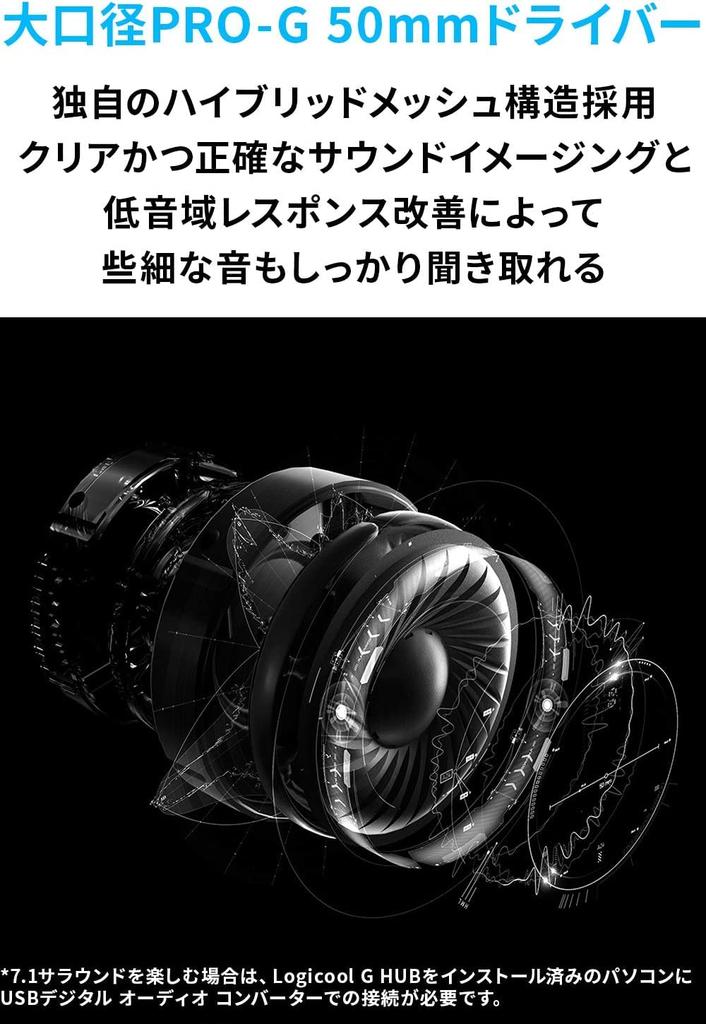 [Amazon.co.jp Exclusive] Logitech G PRO X Gaming Headset G-PHS-003d - Gaming Headset with Dolby 7.1ch Surround Sound, 3.5mm Wired Connection, Micropho
