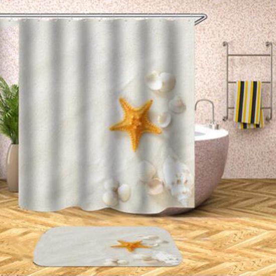 Printed Waterproof EVA Bathing Shower Curtain Bath Bathtub Curtains Hooks 200cm