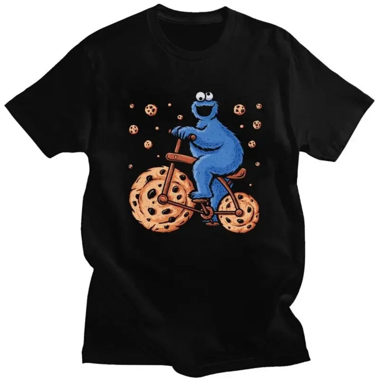 

Custom Women Cookie Exercise-Funny Monster Bike T Shirt Short Sleeve Tshirt Novelty T-shirt Casual Tees Women Clothing XXXXXL чорний