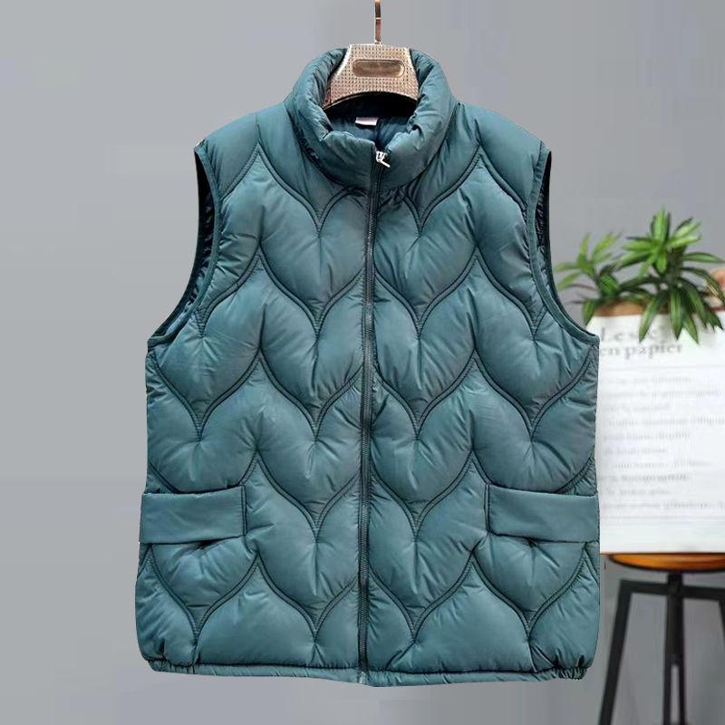Autumn/Winter Lightweight Down Vest for Middle-Aged and Elderly Women Short Stand Collar Plus Size Warm Gilet