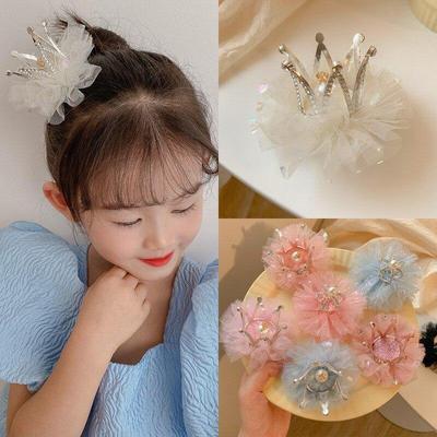 Princess Children Girl Hairpin Vintage 3D Crown Mesh Hair Clip for Kid Girl Birthday Party Decroative Hair Clip Gift