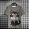 Funny Animal Men's T-Shirt Cute Cat Pattern 3D Printed T-shirts Casual Loose Fitting Short Sleeve Tee Oversized Men Clothing Top